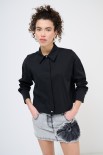 CAMICIA CROP CON FINTONE NERO