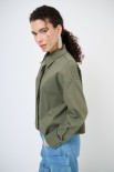 CAMICIA CROP CON FINTONE VERDE MILITARE