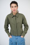 CAMICIA CROP CON FINTONE VERDE MILITARE