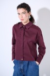 CAMICIA CROP CON FINTONE VINO