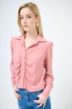 CAMICIA CROP CON BOTTONI FODERATI ROSA