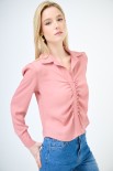 CAMICIA CROP CON BOTTONI FODERATI ROSA