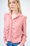 CAMICIA CROP CON BOTTONI FODERATI ROSA