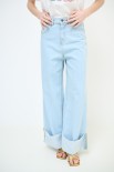 JEANS DRITTO CON RISVOLTO BLU CHIARO