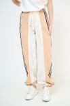 PANTALONE JOGGER BICOLOR CON BANDA BEIGE/PANNA