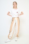 PANTALONE JOGGER BICOLOR CON BANDA BEIGE/PANNA