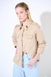 CAMICIA CON TASCHE SPILLA ANANAS BEIGE