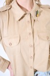 CAMICIA CON TASCHE SPILLA ANANAS BEIGE