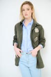 CAMICIA MILITARY CON PATCH E BOTTONI GIOIELLO VERDE MILITARE