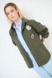 CAMICIA MILITARY CON PATCH E BOTTONI GIOIELLO VERDE MILITARE