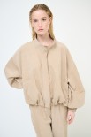 BOMBER DAINETTO OVER RICAMO ORSETTO BEIGE