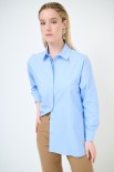 CAMICIA OVER COTONE CELESTE