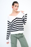 MAGLIA SCOLLO V RIGHE BIANCO