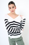 MAGLIA SCOLLO V RIGHE BIANCO