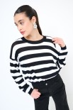 MAGLIA PARICOLLO CROP RIGHE NERO