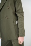 GIACCA DOPPIO PETTO COTONE CON FODERA RIGHE VERDE MILITARE