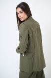 GIACCA DOPPIO PETTO COTONE CON FODERA RIGHE VERDE MILITARE