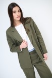 GIACCA DOPPIO PETTO COTONE CON FODERA RIGHE VERDE MILITARE