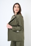 GIACCA DOPPIO PETTO COTONE CON FODERA RIGHE VERDE MILITARE