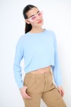 MAGLIA PARICOLLO CROP SPALLA SCESA CELESTE