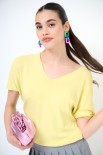 MAGLIA OVER MEZZA MANICA SCOLLO V GIALLO