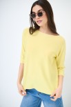 MAGLIA OVER SCOLLO BARCA MANICA 3/4 GIALLO