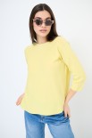 MAGLIA OVER SCOLLO BARCA MANICA 3/4 GIALLO