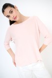 MAGLIA OVER SCOLLO BARCA MANICA 3/4 ROSA