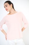 MAGLIA OVER SCOLLO BARCA MANICA 3/4 ROSA