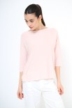 MAGLIA OVER SCOLLO BARCA MANICA 3/4 ROSA