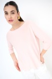 MAGLIA OVER SCOLLO BARCA MANICA 3/4 ROSA