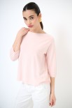 MAGLIA OVER SCOLLO BARCA MANICA 3/4 ROSA