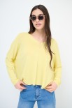 MAGLIA SCOLLO V OVER MANICA LUNGA GIALLO