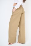 PANTALONE DRITTO COTONE CON CINTURINO ELASTICO RIGA CAMMELLO