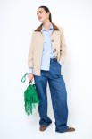 TRENCH CORTO OVERSIZE CON COLLETTO DAINETTO BEIGE/MORO