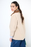 TRENCH CORTO OVERSIZE CON COLLETTO DAINETTO BEIGE/MORO