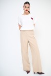 PANTALONE LARGO CON BANDA BEIGE