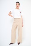 PANTALONE LARGO CON BANDA BEIGE