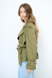 TRENCH CORTO OVERSIZE NYLON MOSSO ARMY