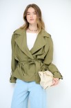 TRENCH CORTO OVERSIZE NYLON MOSSO ARMY