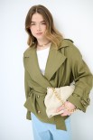 TRENCH CORTO OVERSIZE NYLON MOSSO ARMY