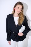 TRENCH CORTO OVERSIZE NYLON MOSSO NERO