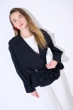 TRENCH CORTO OVERSIZE NYLON MOSSO NERO