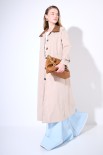 TRENCH LUNGO OVERSIZE CON COLLETTO IN DAINETTO BEIGE/MORO