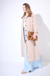 TRENCH LUNGO OVERSIZE CON COLLETTO IN DAINETTO BEIGE/MORO