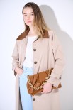 TRENCH LUNGO OVERSIZE CON COLLETTO IN DAINETTO BEIGE/MORO