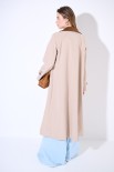 TRENCH LUNGO OVERSIZE CON COLLETTO IN DAINETTO BEIGE/MORO