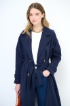 TRENCH CLASSICO CON CINTURA E FODERA RIGA BLU