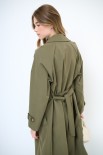 TRENCH CLASSICO CON CINTURA E FODERA RIGA VERDE MILITARE