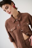 GIUBBOTTO DENIM CON RICAMO MOCHA